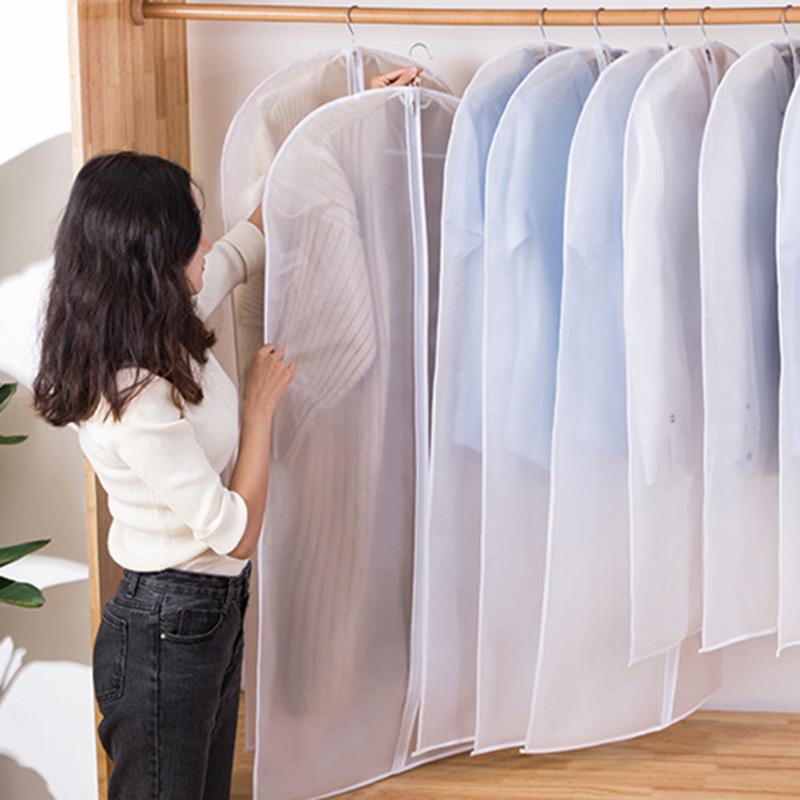

3Pcs Clothes Dust Bag Translucent PEVA Hanging Design Moisture-proof Coat Business Suit Storage Bag, As pic