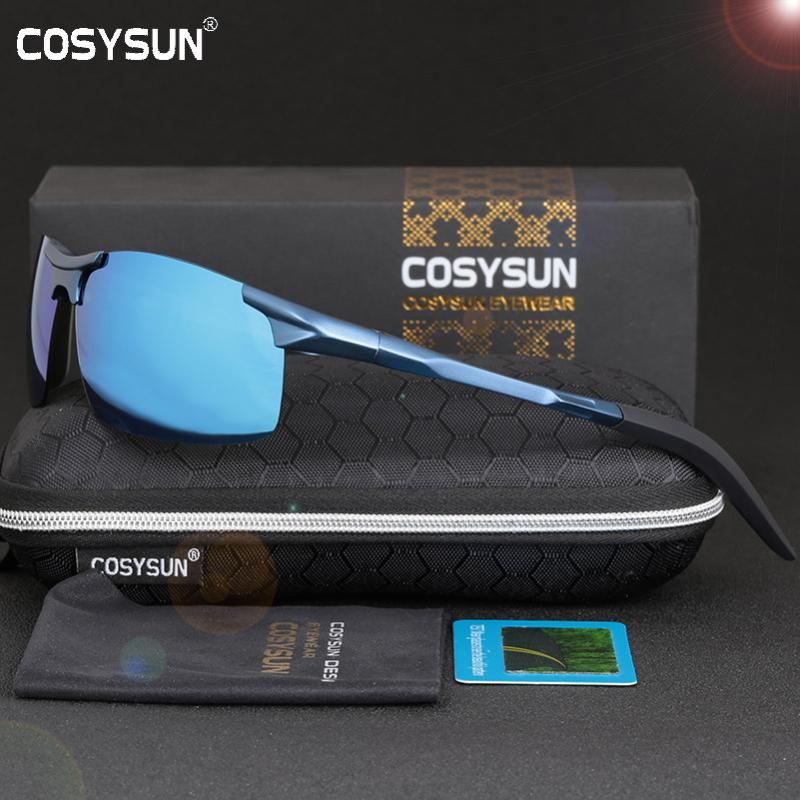 

COSYSUN Men Polarized Sunglasses Aluminum Alloy Sunglasses Man Mirror Lens Polarized Driving Men's 6 Color