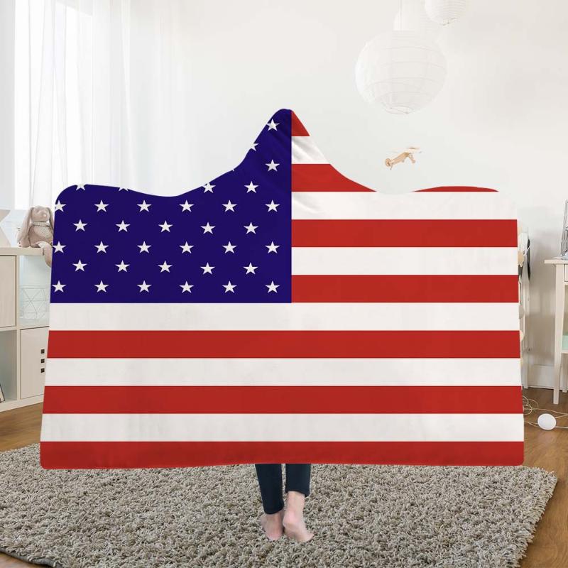

Yoga mat Hooded Blankets Magic Hat Blanket Thick Double-layer Plush 3D Digital Printing National flag Series