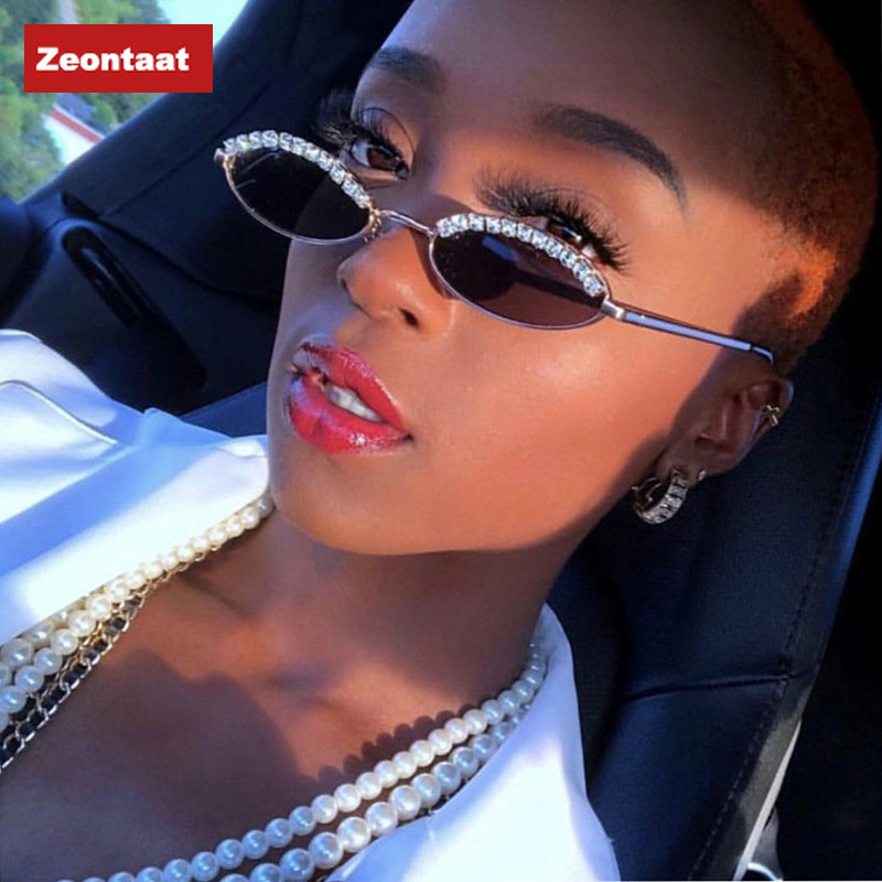 

Fashion Cat Eye Sunglasses Women Men Designer Diamond Oval Sun Glasses Alloy Eyeglasses For Female Male UV400