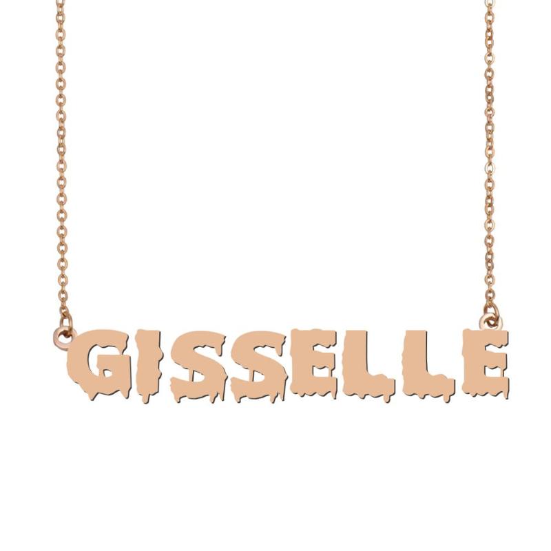 

Gisselle Name Necklace , Cool Bloody Art Name Necklace for Halloween and Santa's Day Jewelry Gift for Kids Boys Girls
