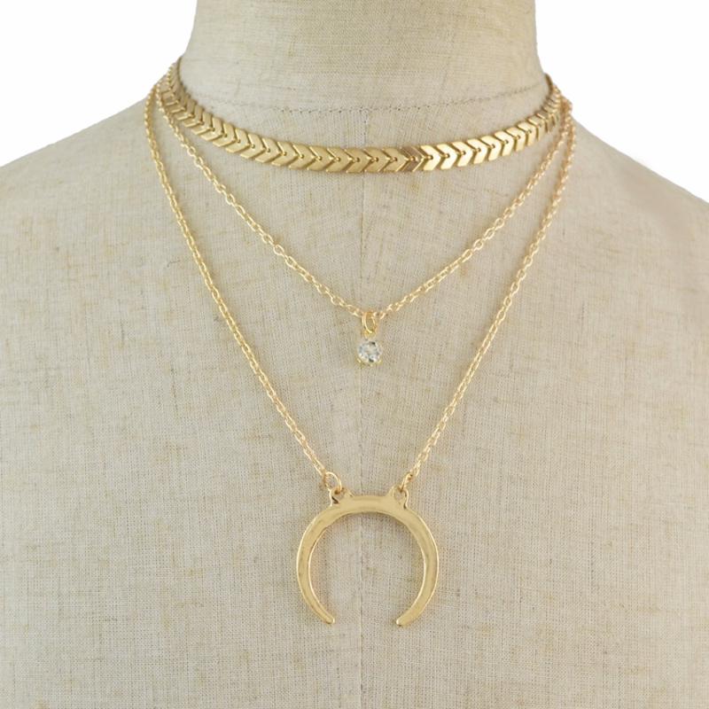 

Summer Vintage Multilayer Acrylic color Gold Metal Arrow Moon Tattoo Chokers Long Necklaces Boho Necklace Bijoux for Women 2020