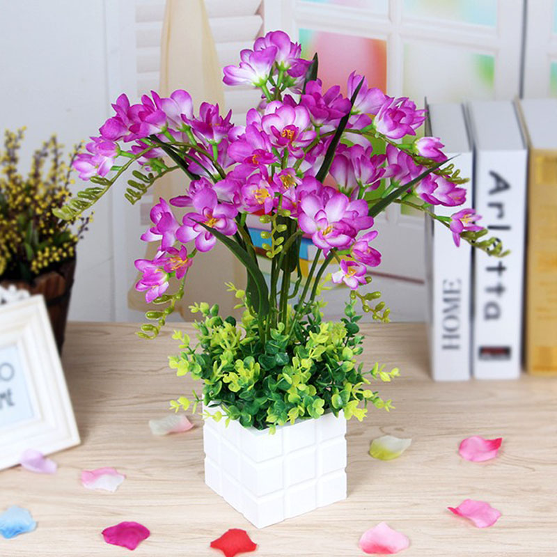 

All New Fashion Plastic Artificial Tree Flowers Bonsai Trees Plant Pot Culture For Christmas Office Home Living Room Decoration, Pink