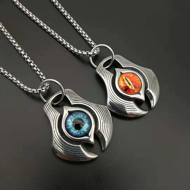 

Punk Retro Stainless Steel Evil Eye Pendants Necklaces for Men Rock Jewelry Drop Shipping