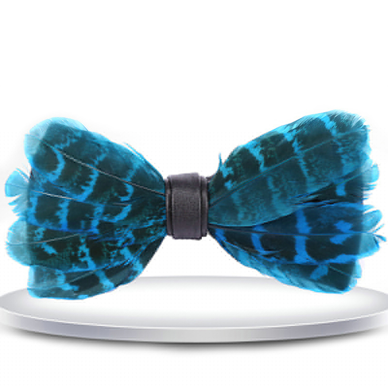 

Gift Box Europe Style Luxury Blue Yellow Red Feather Bow Tie Mens Women Hand Made Adjustable Feather Bowtie Unisex Dropshipping