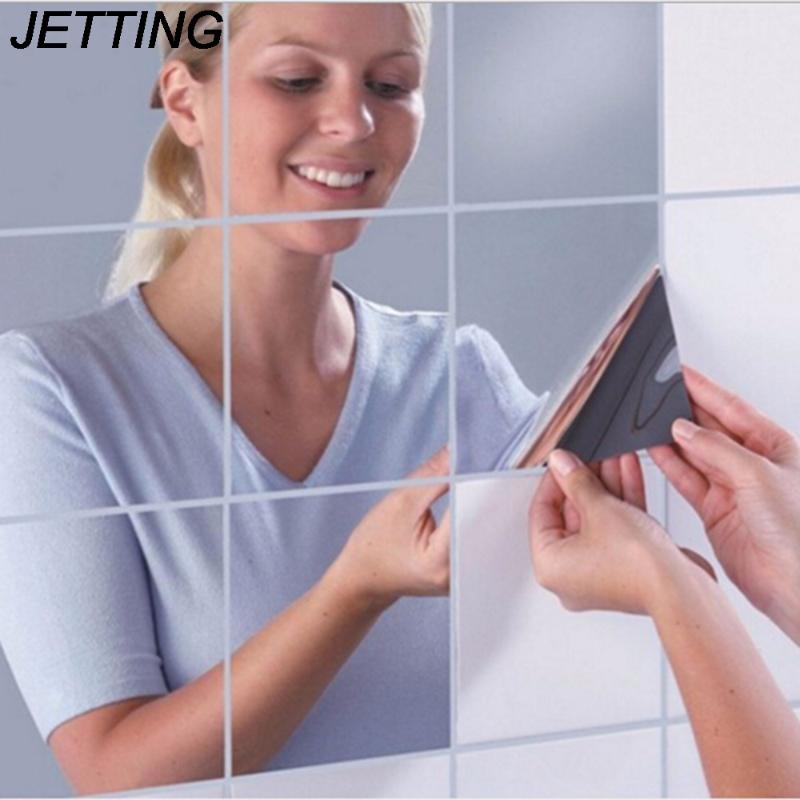 

JETTING 9Pcs New Arrival High Quality Square Mirror Tile Wallpapers 3D Decal Home Room Decoration DIY For Living Room Porch, 0 point 1mm
