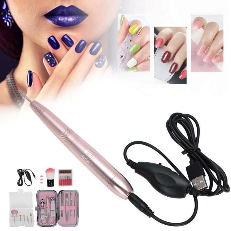 

Nail Lamp 19000RPM Multi-Functional Portable Electric Nail Drill Pen Clipper Set Manicure Tool Dryer, As pic