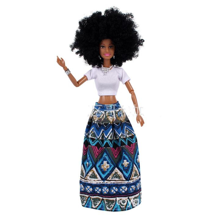 

20PCS/LOT Baby Movable Joint African Doll Toy Black ABS Doll Best Gift Toys Accessories For Girl Birthday Gift 31CM