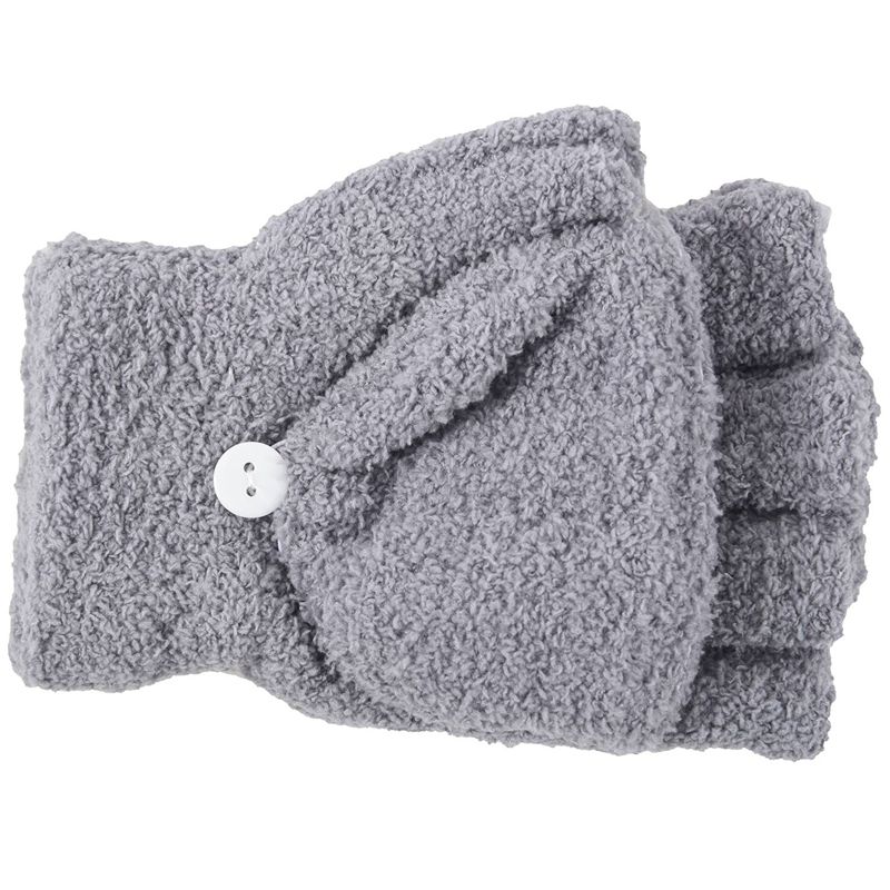 

Girls Cute Fluffy Hand Wrist Warmer Soft Winter Fingerless Gloves Women Mitten dark gray