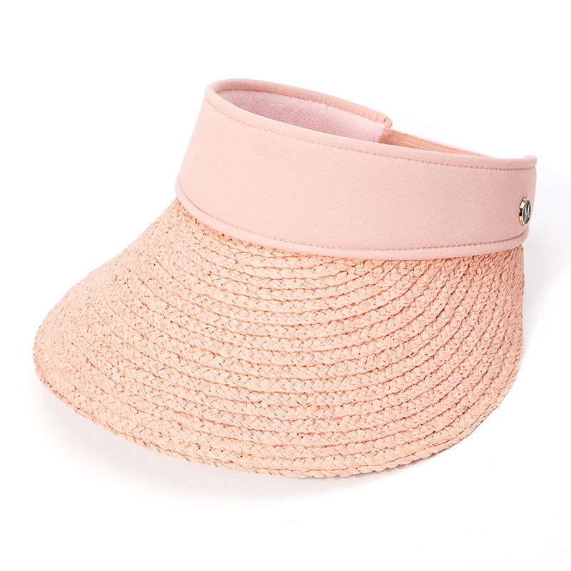 

Raffy Straw Hat Summer Sun Visor Wild Outdoor Folding Empty Hat, Pink