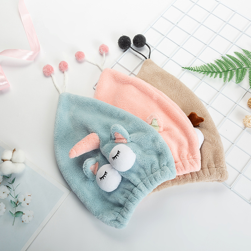 

Cute Bath Towel Dry Hair Hat Shower Cap Strong Absorbent Quick-drying Long-Velvet Ultra-Soft Lady Dry Hair Protection soft