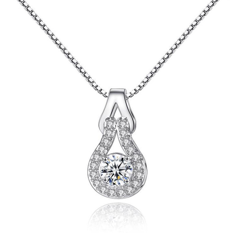 

Silver Color Gourd Necklace Ladies Inlaid Transparent Zircon Metal Pendant Necklace Jewelry Simple Ladies Jewelry Gifts