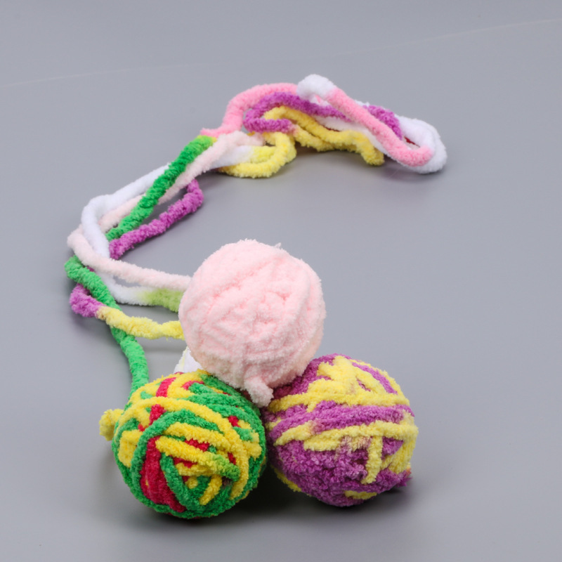 

New Funny Long Tail Fuzzy Cats Wool Ball Toy Colorful Rope Ball Pet Cat Toys Teaser