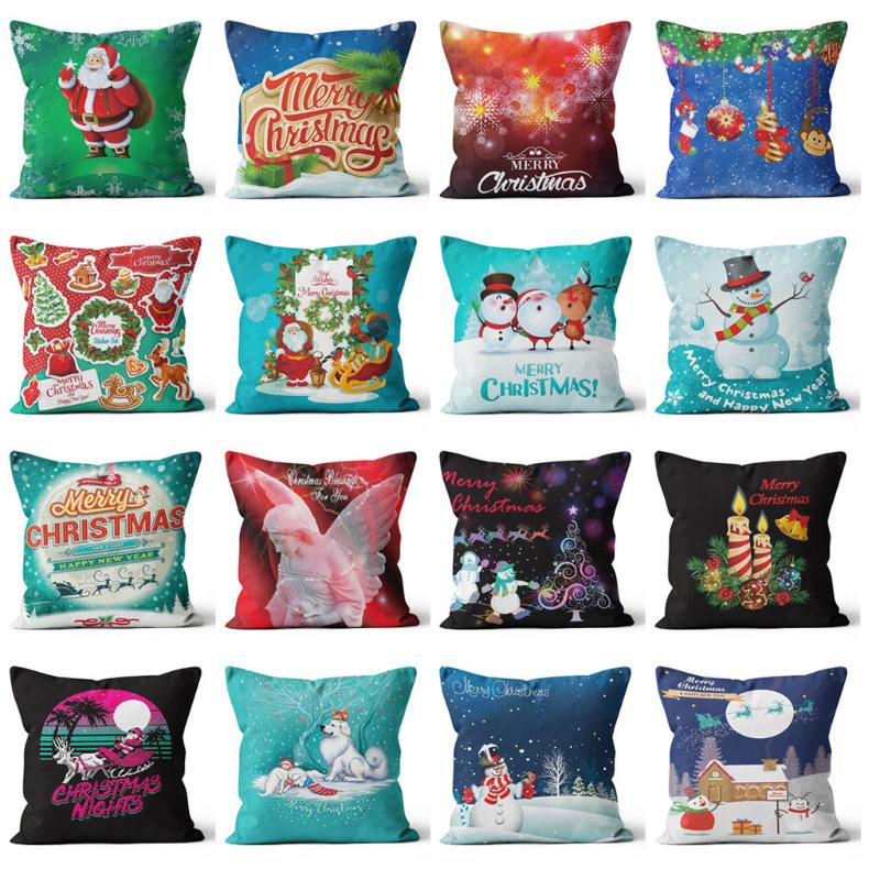 

Santa Claus nowman Pattern Pillow Case Christmas Print Pillowcase Throw Pillow Covers Linen Polyester Sofa Throw Cushion Cover