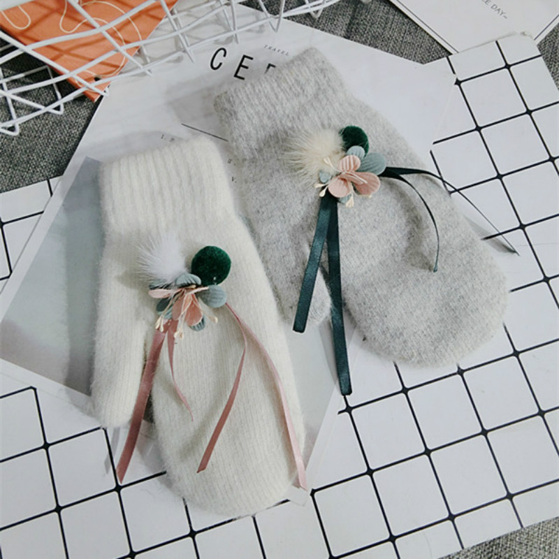 

new women winter wool knit fashion pink Gloves Mittens