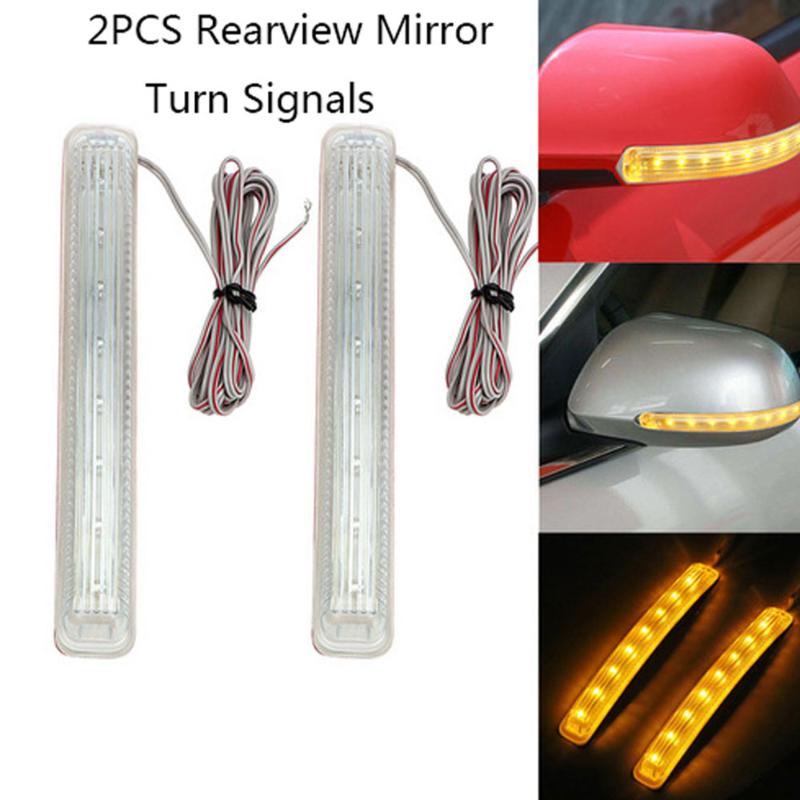 

2Pcs Universal LED Car Turn Signal Light Auto Rearview Mirror Indicator Lamp Soft Flashing 9 SMD Amber Light Source, As pic