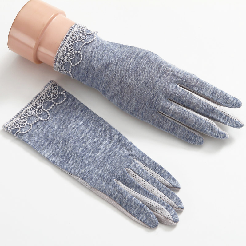 

2020 Fashion Summer Sun Protection Gloves Ladie Spring Autumn Thin Section Elastic Anti-UV Driving Anti-Skid Touch Screen TBFS12