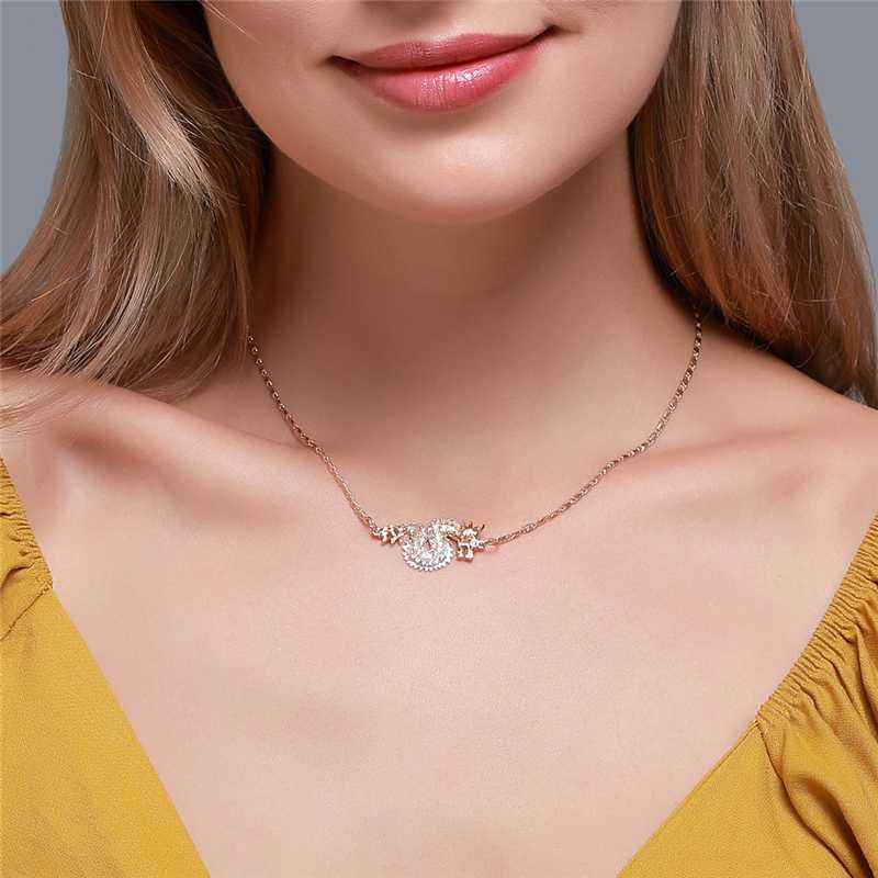 

Luokey Women Gold Choker Necklace Simple Crystal Dragon Pendant Necklace Lady Classic Animal Jewelry Gifts Collares De Moda 2020