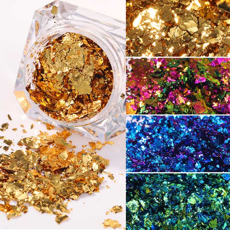 

1 Box Chameleon Nail Flakes Sequins Irregular Glitters Tips DIY Nail Decorations for UV Gel Polish Manicuring Powder Dust Paper