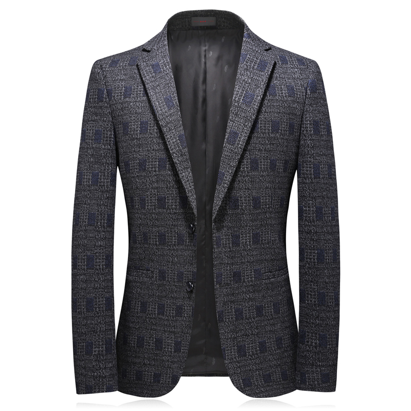 

Casual suit jacket men' slim fit 2020 autumn new Korean style trendy handsome one-piece knitted stretch small suit men, Gray