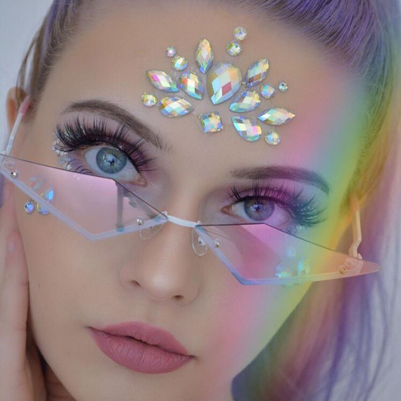 

2020 Brand Fashion Designer Cat eye Half frame Sunglasses Women Vintage Metal Reflective Glasses For Women Mirror