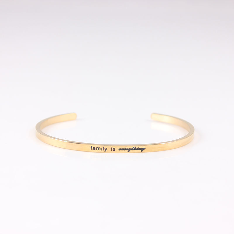 

Gold Color Stainless Steel Wrap Cuff Bracelets family is everything Bangles For Women Brand Designer Jewelry Valentine Gift