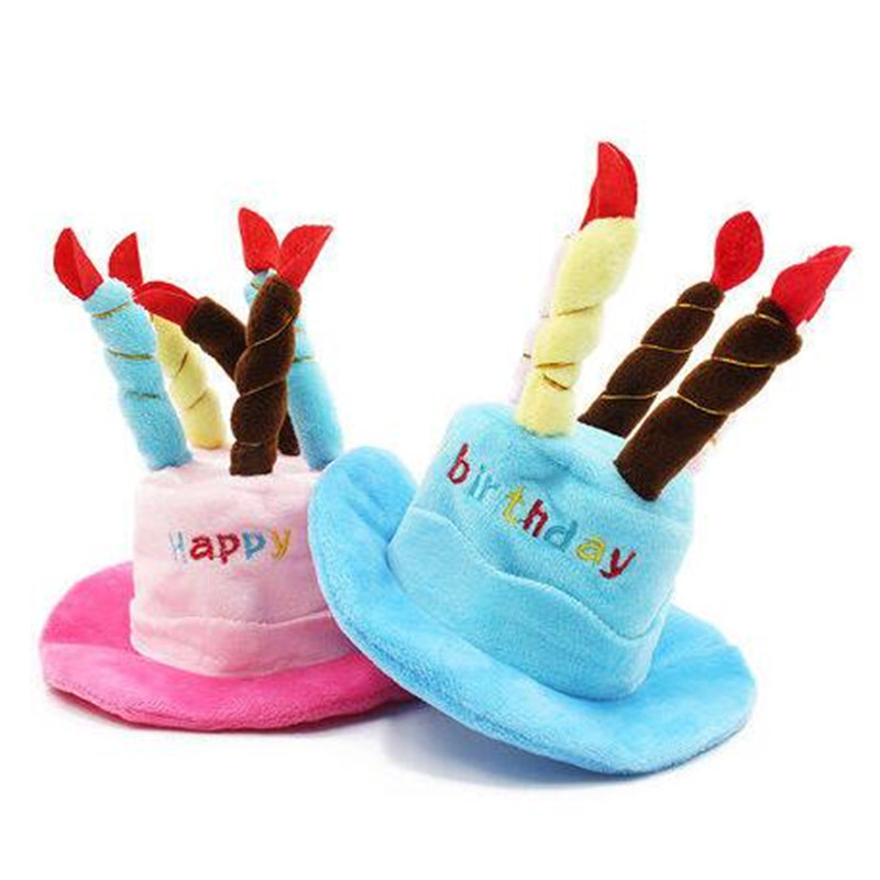 

New Pink Blue Pet Cat Dog Birthday Candles Hat Caps Dogs Cats Party Hats Birthday Party Supplies Wedding