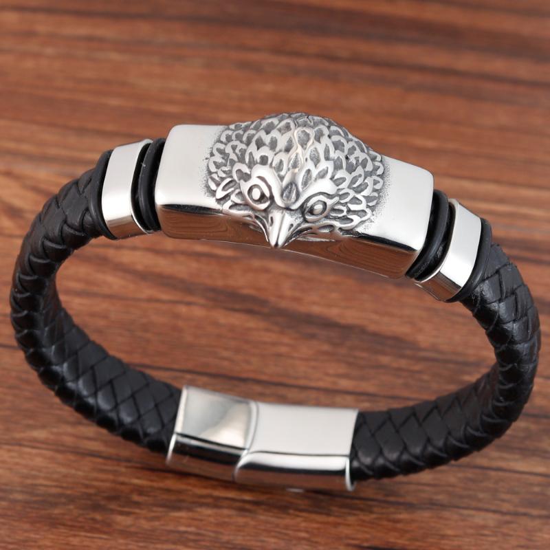 

Fashion Braided Leather Bangle & Bracelet Stainless Steel Bracelets For Women Men Eagle Bracelet Trendy Jewelry