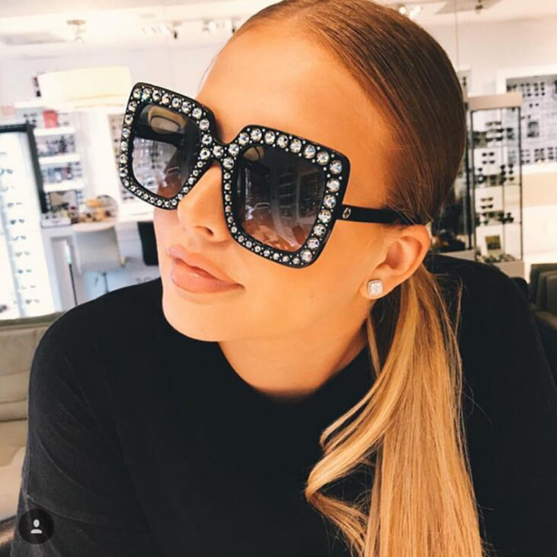 

Sunglasses Oversized Shades Woman Black Fashion Square Glasses Big Frame Vintage Retro Unisex Oculos Feminino
