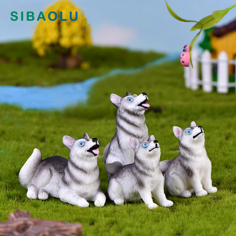 

New Husky Little Dog model cartoon animal Figurine Dollhouse cake home decor miniature fairy garden decoration accessories