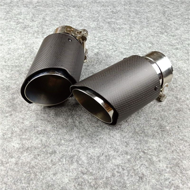 

One Piece Universal Matte Carbon Fiber Exhaust Tips 304 Stainless Steel For Akrapovic Exhaust Muffler Nozzles Pipes