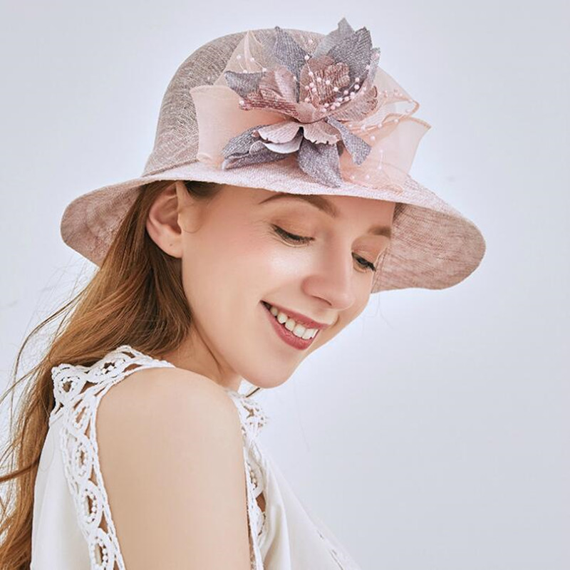 

Female Summer Sun Protection Hat New Cotton Linen Visor Cap Korean Version Flower Hats Travel Cool Anti-UV Fisherman Caps H6542, Khaki