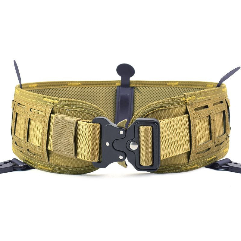 

Waist Support Tactical Molle Belt Duty Multi-Use Equipment CS Men Outdoor Nylon Hiking Climbing Riding Belts, Black