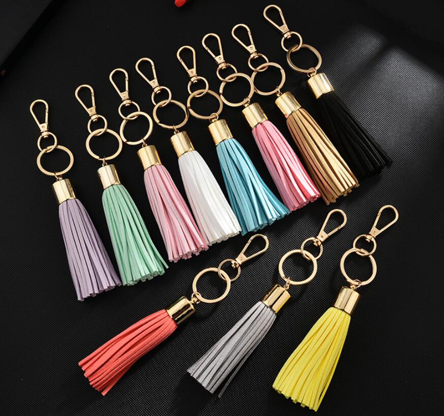 

NEW Korean Velvet Tassel Charm Keychains Women Handbag Wallet Accessories Car Circle Key Rings Key Chains Christmas Gift DHL Fast Ship