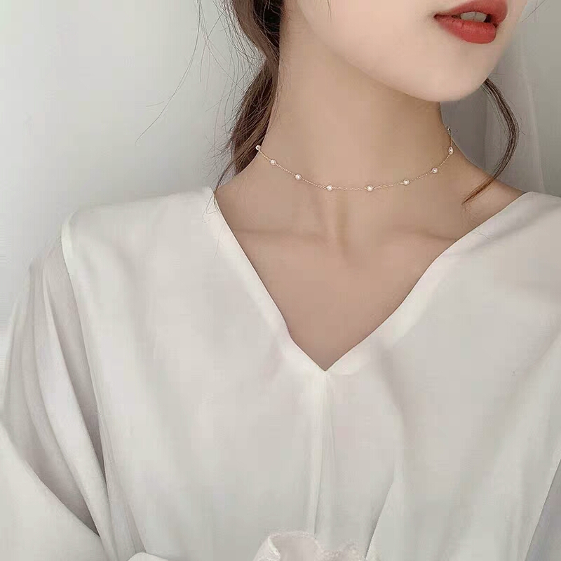 

New Pearl Neck Fine Necklace Net Red-Japanese Lightweight and Luxurious Minority Jewelry