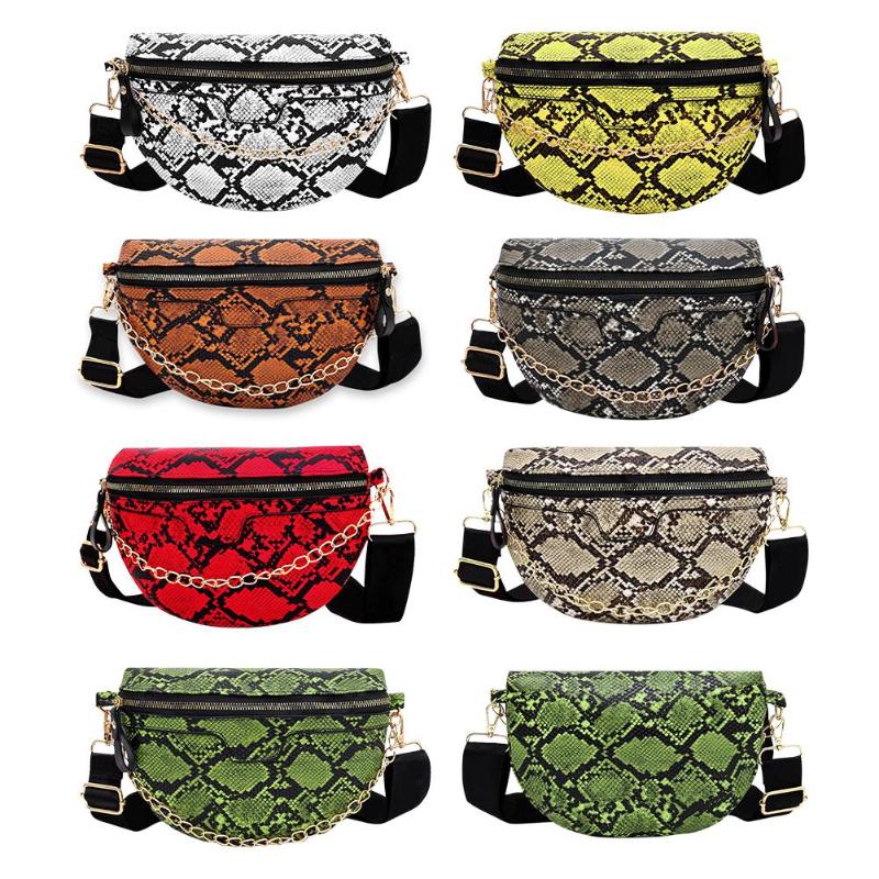 

Women Serpentine Shoulder Bags Portable Fashion Snap Exquisite Desig Waist Chain Purse Crossbody Messenger Handbag, Gray