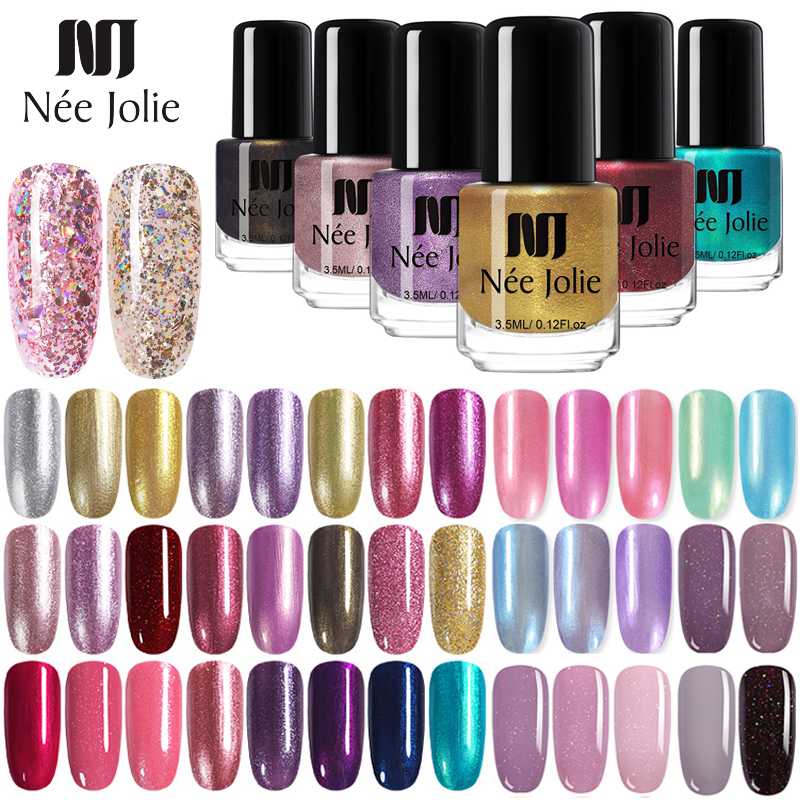 

NEE JOLIE 73 Colors Nail Polish Nude Glitter Platinum Nail Art Polish Shine Manicure Pearly shell Art Varnish 3.5ml DIY
