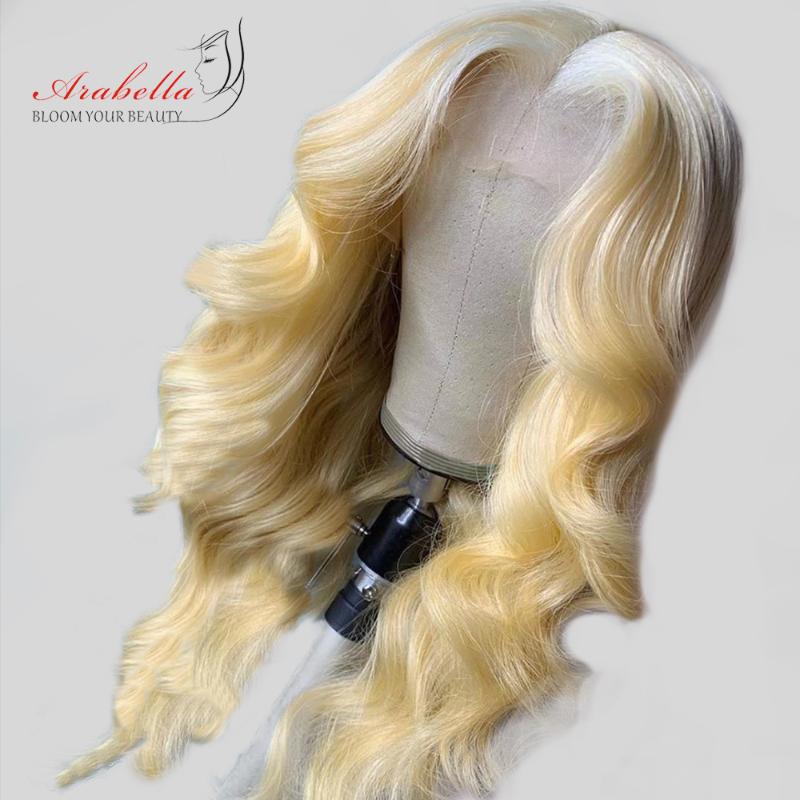 

28 Inches Body Wave Blonde Lace Frontal Wig 100% Human Hair Wigs For Women Arabella Remy Wig Honey Blonde 613 Lace Frontal, As pic