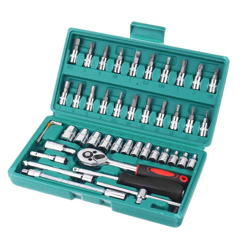 

46pcs Socket Wrench Tools Key Hand Tool Set Spanner Wrench Socket Hand Tools Wrenches Garage Car Wrenchs Universal Ratchet