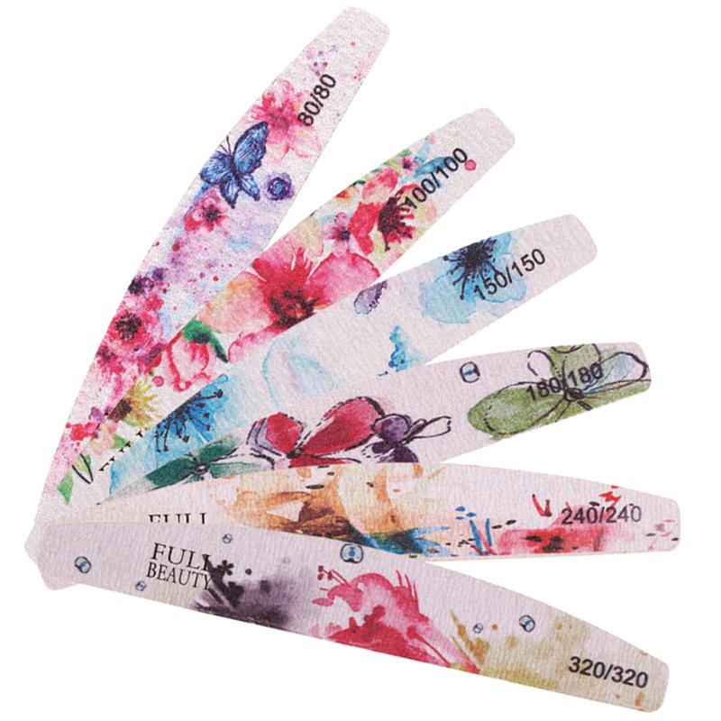 

1pc Double-sided Nail Files Half Moon Sandpaper Nail Sanding Blocks Flowers File For UV Gel Polish Manicure Tool LA1521-1