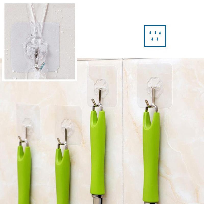 

10pcs Kitchen Door Wall Hooks Wall Hanger Hook Removable Sucker Hooks for Bathroom Transparent Hanging Towel Bag Rack Hangers