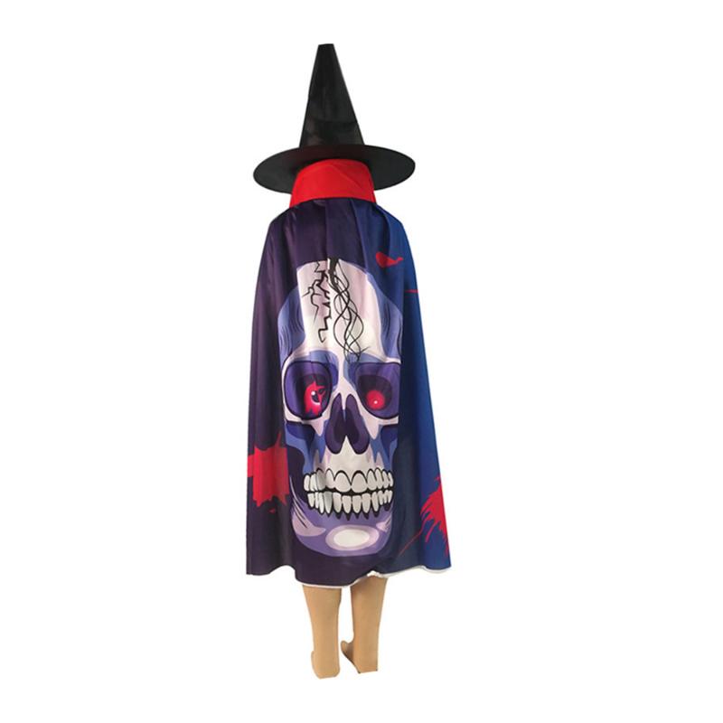 

1pc Halloween Kids Costume Hat Plus Cloak Sorcerer Cape Cloak Cap Halloween New Role Play Masquerade Digital Print Pattern