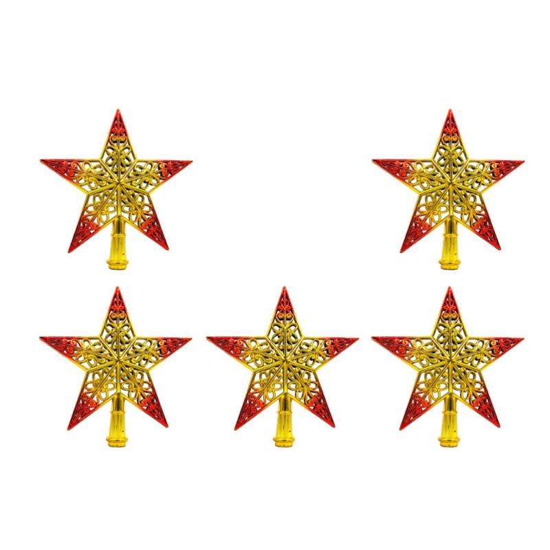 

5pcs Tree Top Star Plastic Lightweight Durable Hollow-out Stereoscopic Tree Top Star for Home Banquet