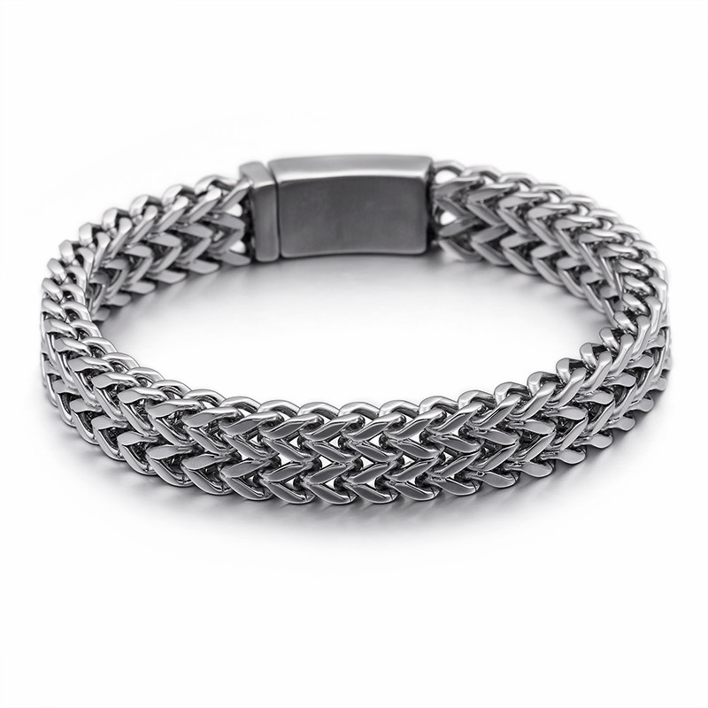 

316 Stainless Steel Link Chain Bracelets For Men Rhinestone Charm Trendy Mesh Chain Bracelets Male Birthday Gifts