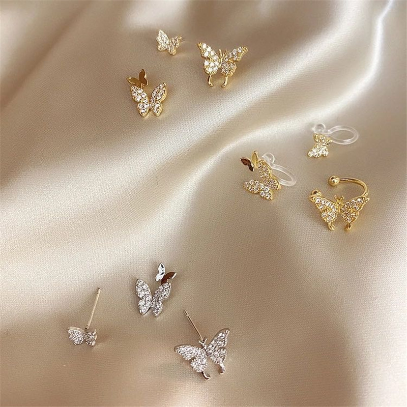

Fashion Cute Crystal Butterfly Earrings For Women Stud Earring Sets Style Simple Fashion Jewelry Anniversary Gifts Hot Sale