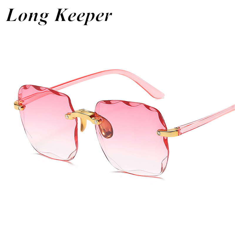 

Women Rimless Sunglasses Luxury Square Sun Glasses Female Fashion Oversized Eyewear Pink Gradient Shades UV400 Travel Gafa