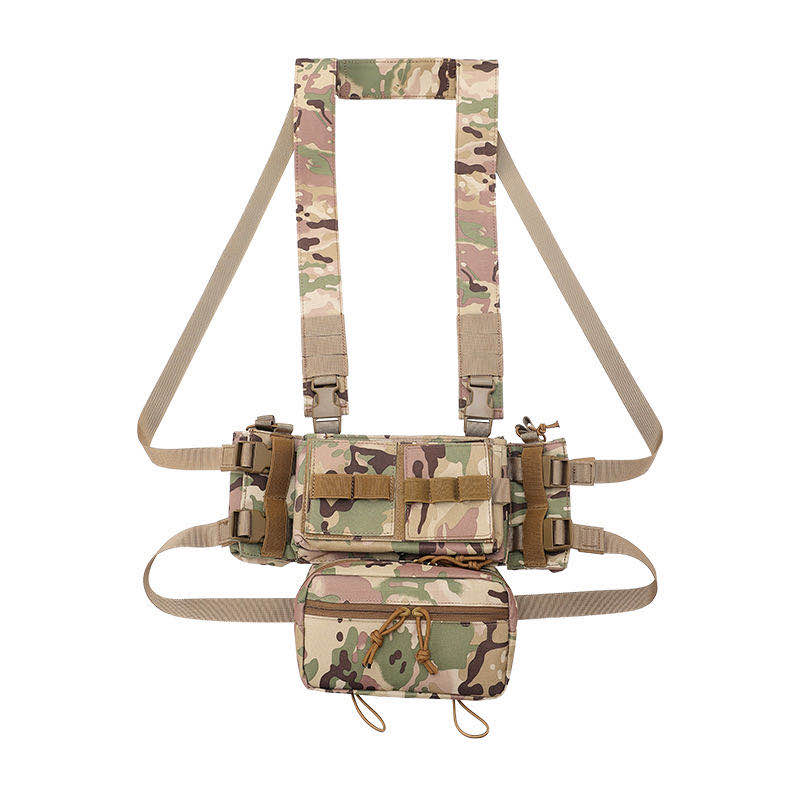 

Tactical 3 Tactical Chest Rig Micro Fight Modular Adjustable Hunting Plate Carrier Vest with 556 762 Mag Pouch, Green