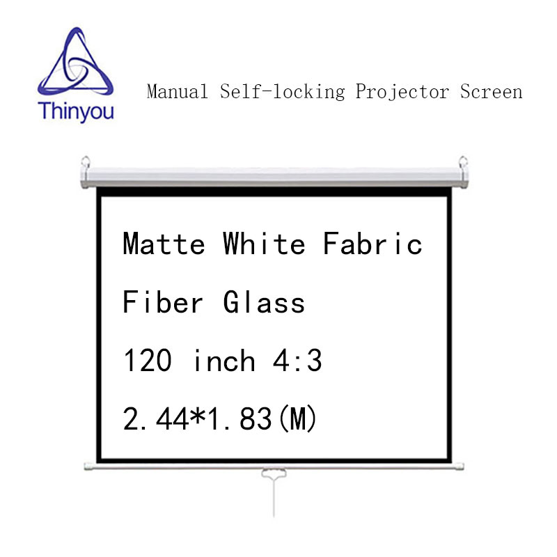 

Thinyou Matte White Fabric Fiber Glass 120 inch 4:3 Self locking projector screen Manual Pull-Down Front Wall Mounted
