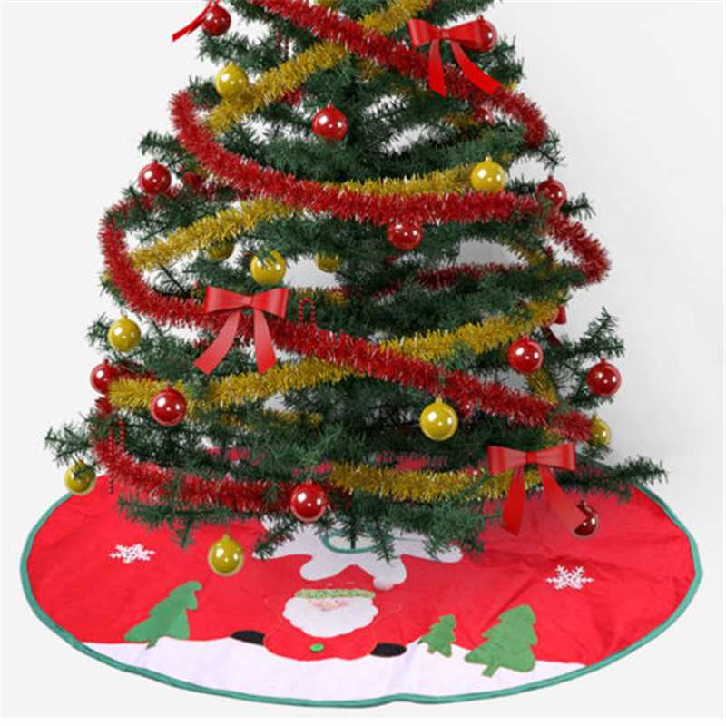 

Christmas Tree Skirt Apron Santa Claus Print Ornaments For Xmas Party Home Decor Carpet New Year Decorations Festive Supplies