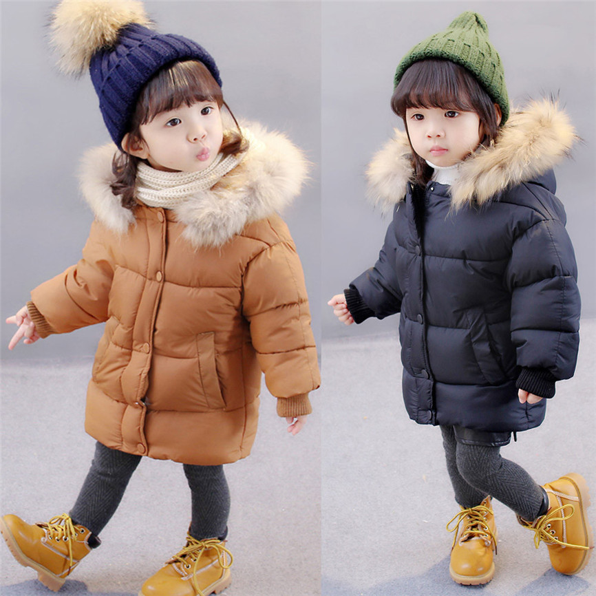 

Baby Winter Coats Kids Baby Solid Coat Cloak Jacket Thick Warm Hooded Outerwear Clothes For 12M~5T Oct#2, Coffee